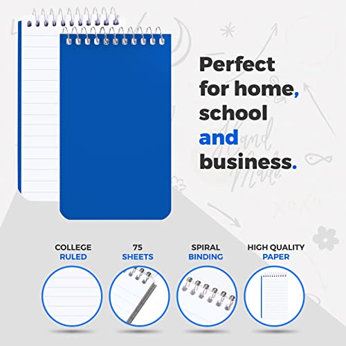 Alitte Small Notebooks, Spiral Notepads 3x5" - (Pack of 10) Pocket Notebook, Memo Pads For Home, Office, College, School - Lined College Ruled Paper - 5 Colored Notebooks, 75 Sheets Per Notebook - Image 2
