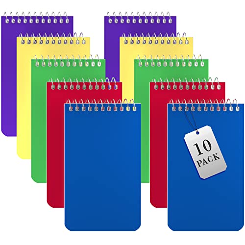 Alitte Small Notebooks, Spiral Notepads 3x5" - (Pack of 10) Pocket Notebook, Memo Pads For Home, Office, College, School - Lined College Ruled Paper - 5 Colored Notebooks, 75 Sheets Per Notebook - Image 1