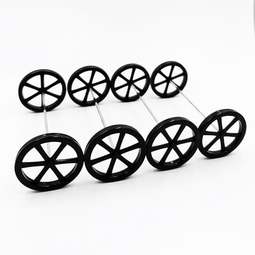 URIMPAVIDO 10PCS Model Toy Wheel 44mm Toy Car Wheels with 5PCS Shaft Round Rod Axles for DIY Model Toy RC Car Truck Robot Parts Black - Image 5