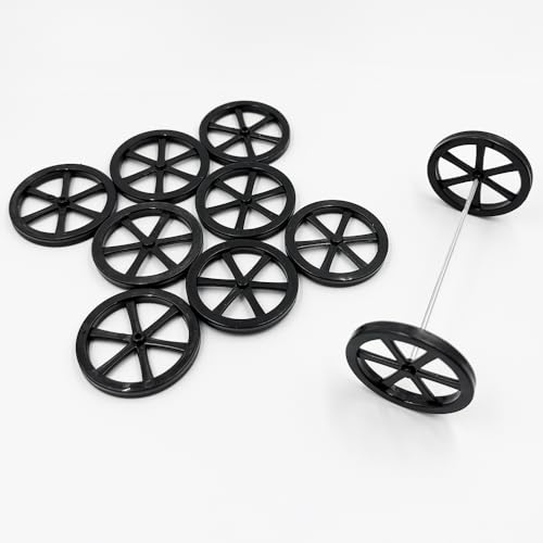 URIMPAVIDO 10PCS Model Toy Wheel 44mm Toy Car Wheels with 5PCS Shaft Round Rod Axles for DIY Model Toy RC Car Truck Robot Parts Black - Image 1