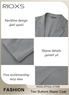 RIOXS Men's Formal Long Sleeve Blazer Jacket, Two Buttons Slimming Casual Blazer Coat, Men Formal Attire with Two Side Pockets, Slimming Silhouette Blazer for Business Wedding Prom Dinner  - Image 5
