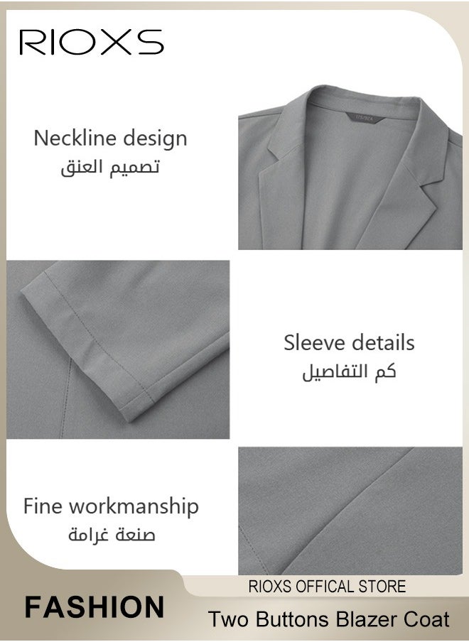 RIOXS Men's Formal Long Sleeve Blazer Jacket, Two Buttons Slimming Casual Blazer Coat, Men Formal Attire with Two Side Pockets, Slimming Silhouette Blazer for Business Wedding Prom Dinner  - Image 5