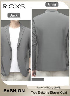 RIOXS Men's Formal Long Sleeve Blazer Jacket, Two Buttons Slimming Casual Blazer Coat, Men Formal Attire with Two Side Pockets, Slimming Silhouette Blazer for Business Wedding Prom Dinner  - Image 4