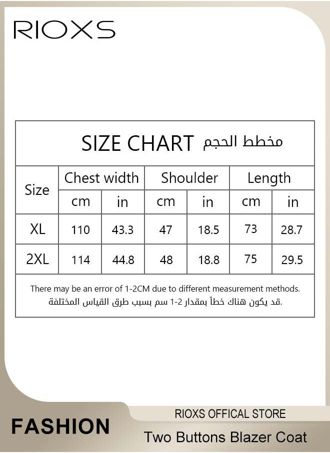 ريوكس - سترة سترة الرجال الرسمية ذات الأكمام الطويلة، زرتان نخيفة سترة سترة غير رسمية، ملابس الرجال الرسمية مع جيب جانبين، سترة نحيفة سيلويت للأعمال حفل زفاف العشاء - Image 1
