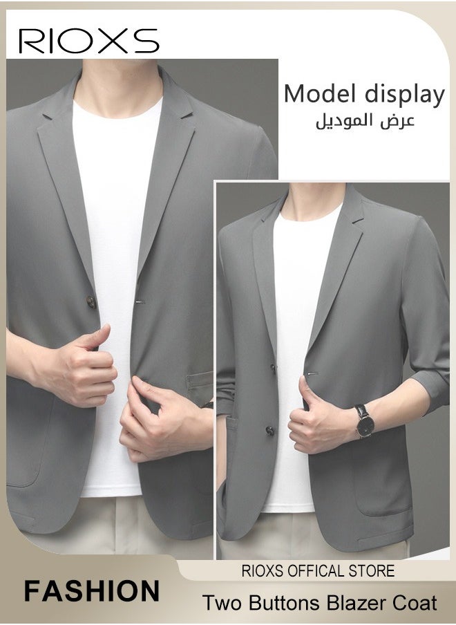 RIOXS Men's Formal Long Sleeve Blazer Jacket, Two Buttons Slimming Casual Blazer Coat, Men Formal Attire with Two Side Pockets, Slimming Silhouette Blazer for Business Wedding Prom Dinner  - Image 2