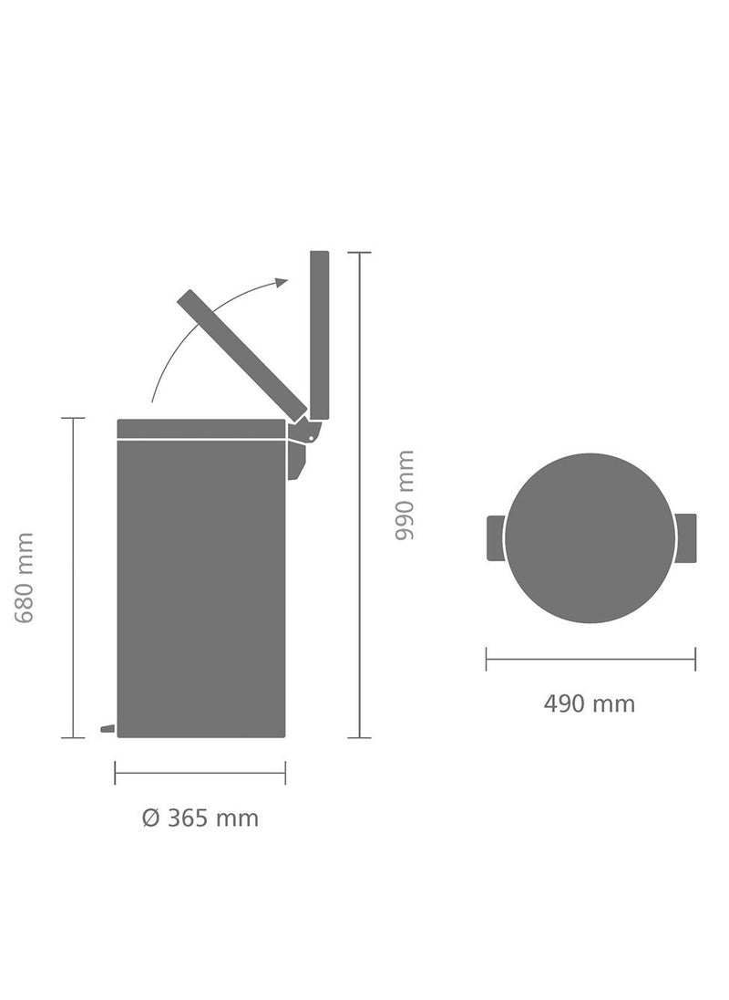 brabantia - Brabantia Silent Pedal Bin With Plastic Inner Bucket And Motion Control Lid, 45 L-Matt Steel Fingerprint Proof - Image 1