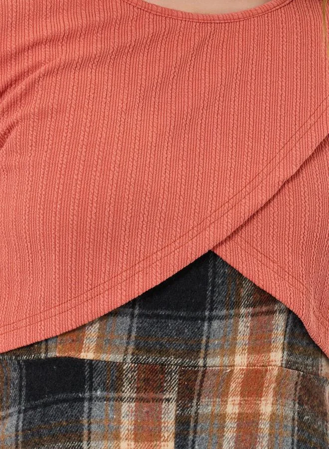 Take Two Women Knit Cardigan and Checked Cami Dress Co-Ords