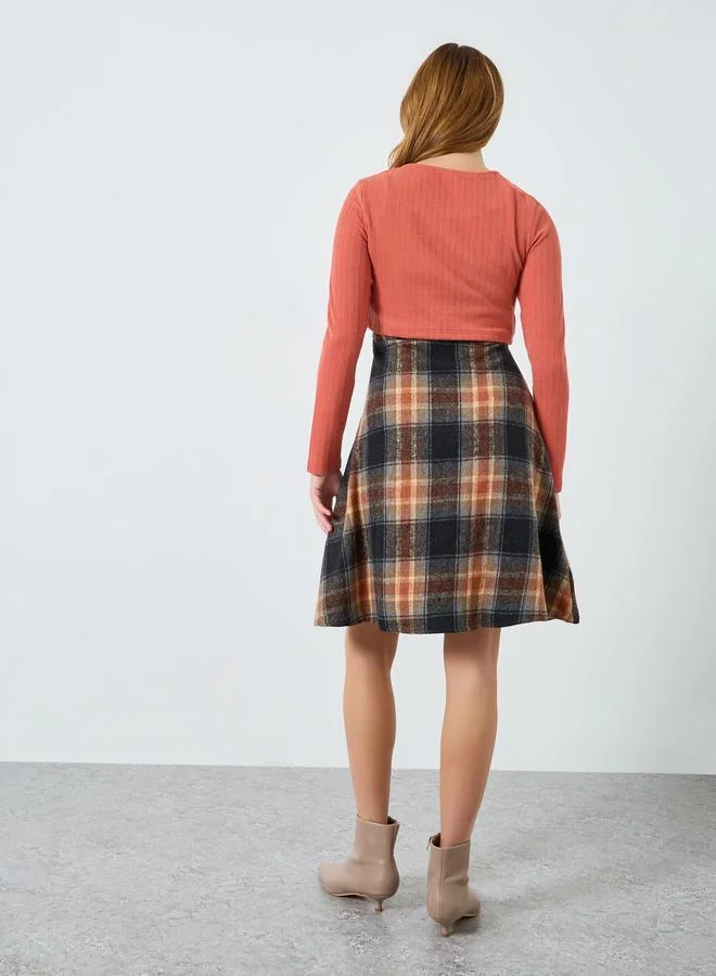 Take Two Women Knit Cardigan and Checked Cami Dress Co-Ords