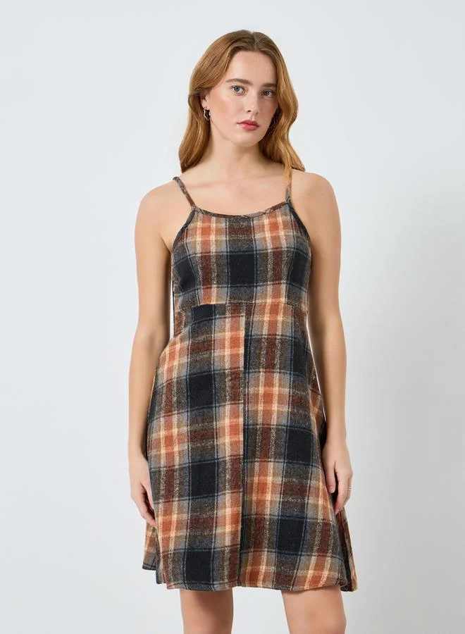Take Two Women Knit Cardigan and Checked Cami Dress Co-Ords