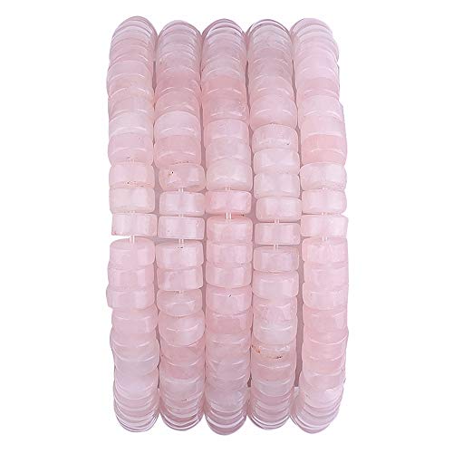 BEADIA Natural Rose Quarts Crystal Spacer Beads Caps Loose Semi Gemstone for Beading Jewelry Making 6mmx3mm 38cm - Image 1