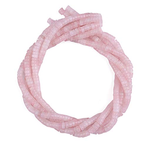 BEADIA Natural Rose Quarts Crystal Spacer Beads Caps Loose Semi Gemstone for Beading Jewelry Making 6mmx3mm 38cm - Image 4