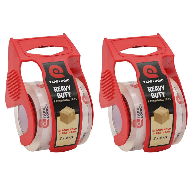 Tape Logic Heavy Duty Packing Tape with Dispenser (2 Pack) â€“ 2.6 Mil Thick Clear Shipping Tape, 2 in x 25 yd â€“ Strong Industrial Adhesive for Moving Boxes, Mailing, & Shipping Packaging - Image 1