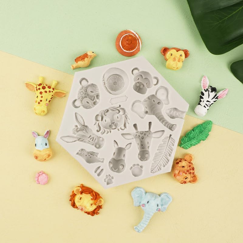 SUNKOOL Safari Animal Fondant Mold Flamingo Silicone Molds,Safari Cake Decorations Animal Cake Toppers Mold,Tropical Leaf Chocolate Silicone Molds for Cake Decorations - Image 5