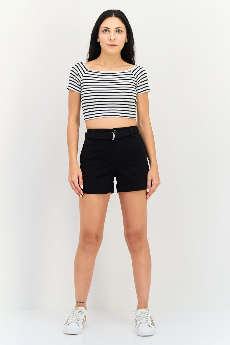 VANS Women Plain Belted Basic Shorts, Black - Image 4