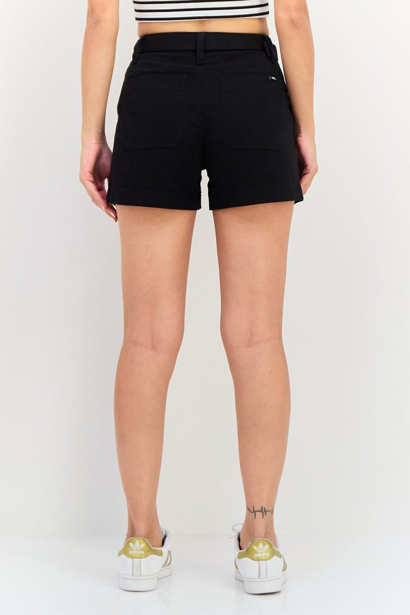 VANS Women Plain Belted Basic Shorts, Black - Image 3