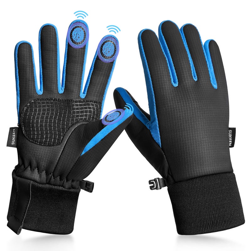 Sukeen Kids Winter Warm Gloves for Boys Girls Windproof PU Cold Weather Gloves Aged 4-14 Anti-Slip Gloves for Cycling Outdoor - Image 1