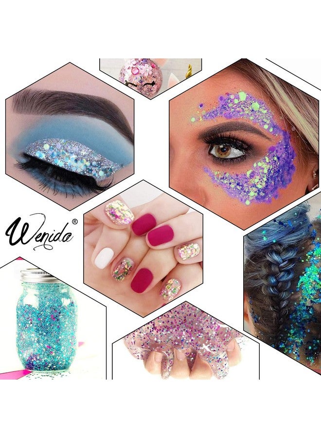 Wenida Body Glitter Wenida 9 Colors 190g Holographic Iridescent Cosmetic Festival Makeup Chunky Powder for Nail Hair Eye Face - Image 2