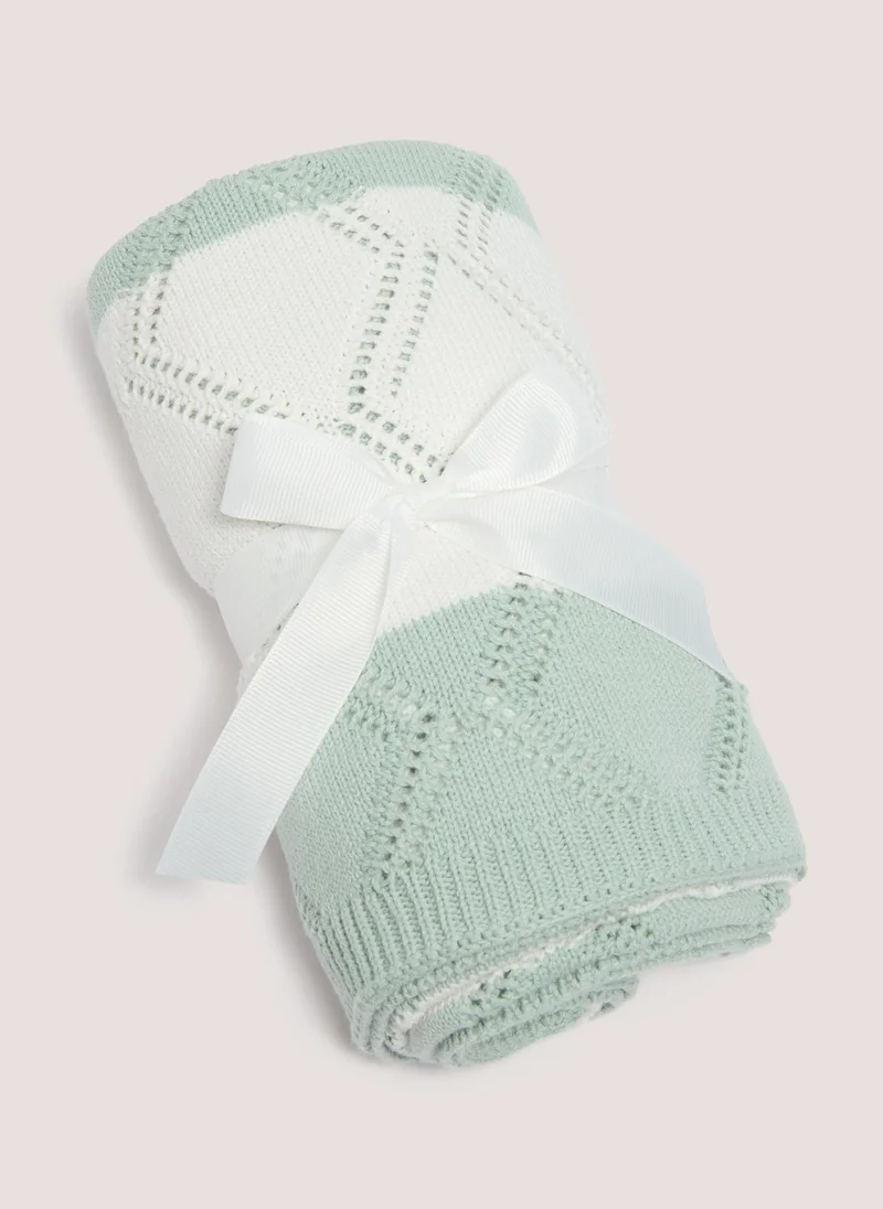 Matalan Baby Sage Stripe Knitted Blanket