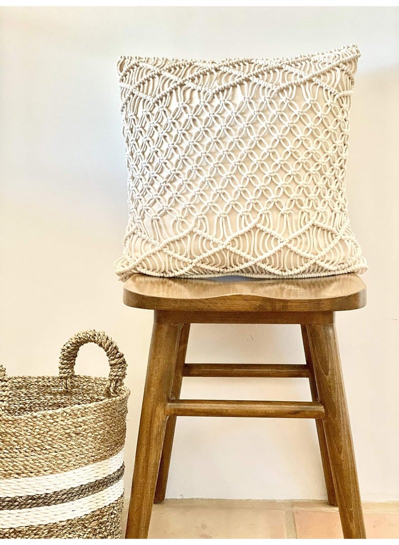 Antikiano Macrame Throw Pillow Cover – Boho Decorative Cushion Cover for Couch, Sofa, Bed & Bench – Woven Farmhouse Home Decor – 45 x 45 CM - Image 5