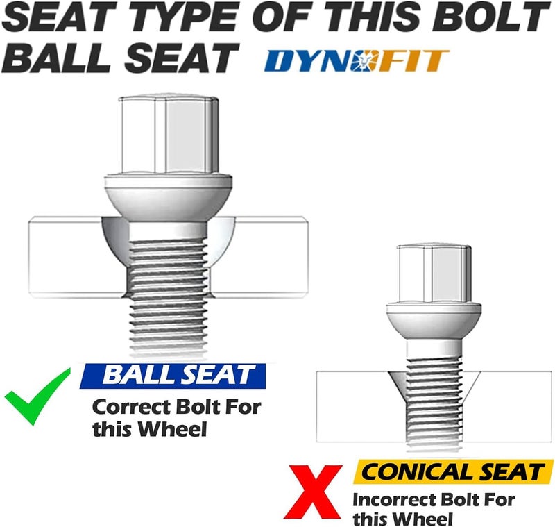 SOOMJ dynofit 14x1.5 Extended Lug Bolts for Wheel Spacers - 20pcs 40mm Shank/64mm Tall Ball Seat - Image 5