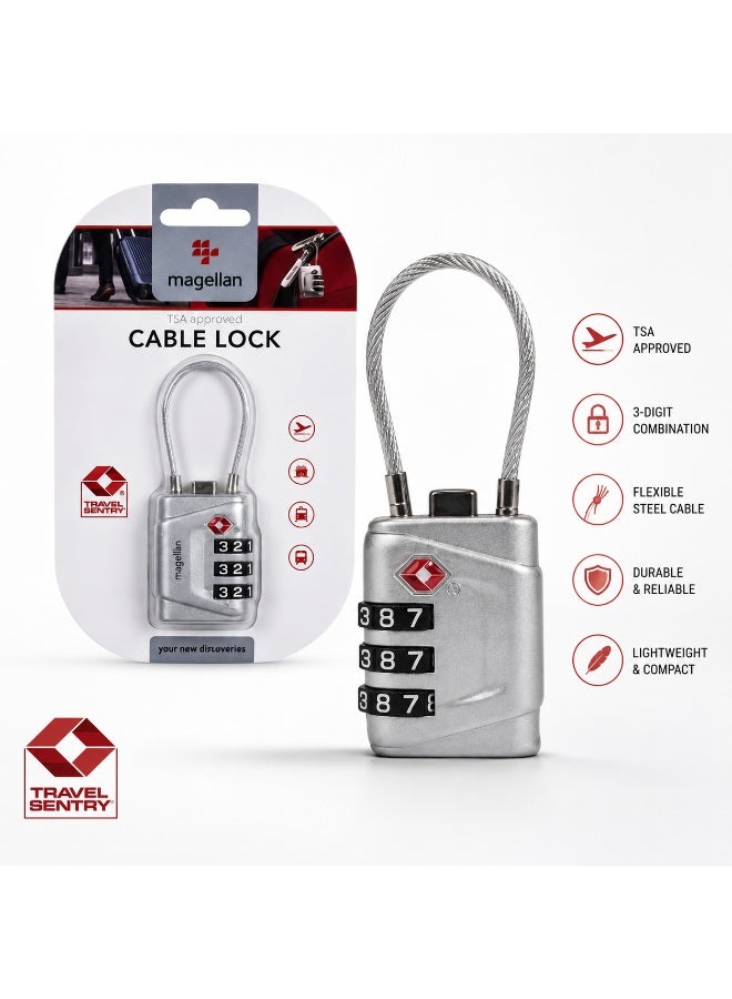 MAGELLAN TSA Travel Lock with Flexible Cable – 3-Digit Combination Luggage Lock for Suitcases & Bags – Lightweight & Durable Security Lock for Travel - Image 3
