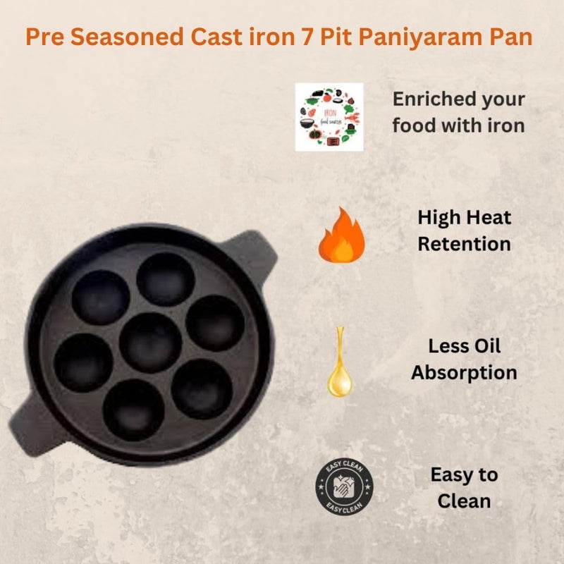 MUD N POT Pit Paniyaram pan with Glass lid appe panpattu pan 7 Cup deep panInduction FriendlyNaturally Non Stick 100 Non StickNo Chemical Coating - Image 4