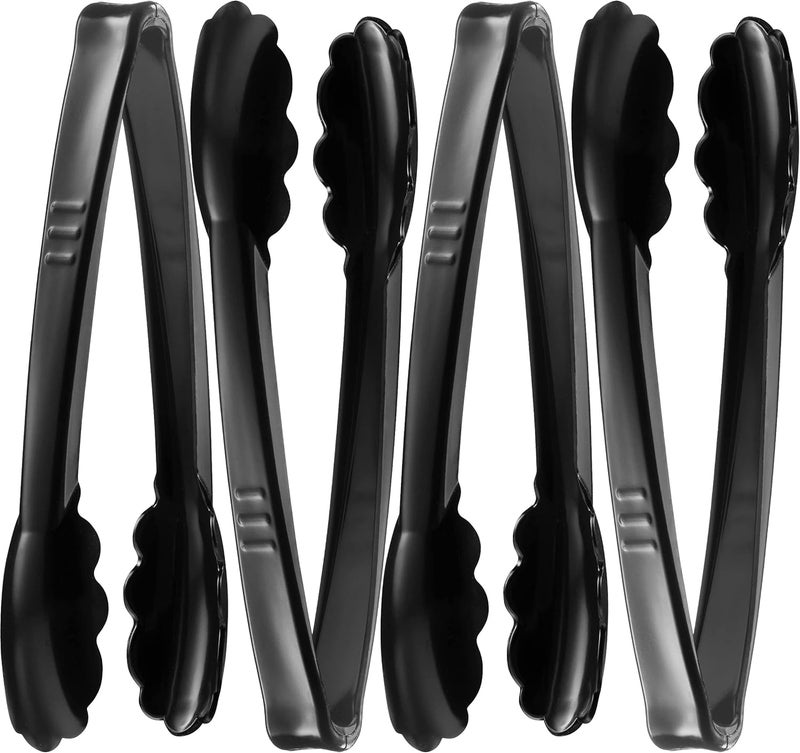 JoyServe Plastic Tongs for Serving (Pack of 6) 9 Inch - Heavy-Duty Hard Plastic Reusable or Disposable Serving Tongs for Catering, Dinner Parties, Banquets, Buffets, Events, Weddings and Everyday Use, Black - Image 4