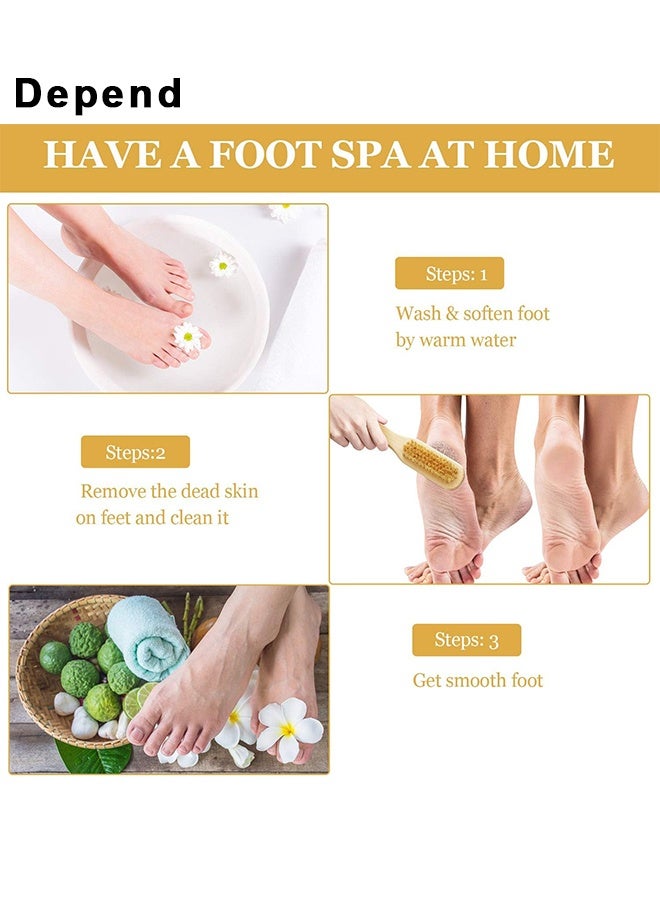 Depend Natural Soft Bristle Foot Brush And Pumice Stone Combo With Wooden Handle, Exfoliator Pedicures Calluses Dead Dry Skin Remover Scrubber Scrub Brush For Shower Massage SPA Sauna, Dead Skin Massage, Exfoliator Pedicures Calluses Remover - Image 3