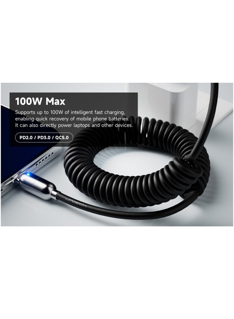 urtech URTECH Premium 100W Spring USB-C Cable | Smart LED Indicator | Elegant Travel Kit | Professional Fast Charging Solution - Image 3