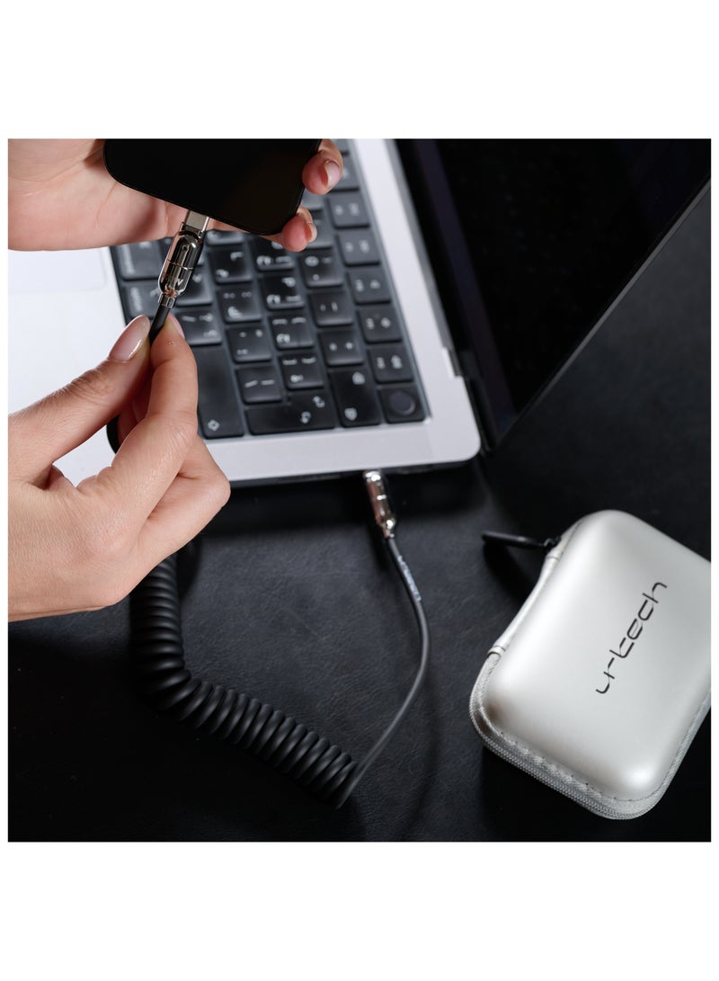 urtech URTECH Premium 100W Spring USB-C Cable | Smart LED Indicator | Elegant Travel Kit | Professional Fast Charging Solution - Image 5