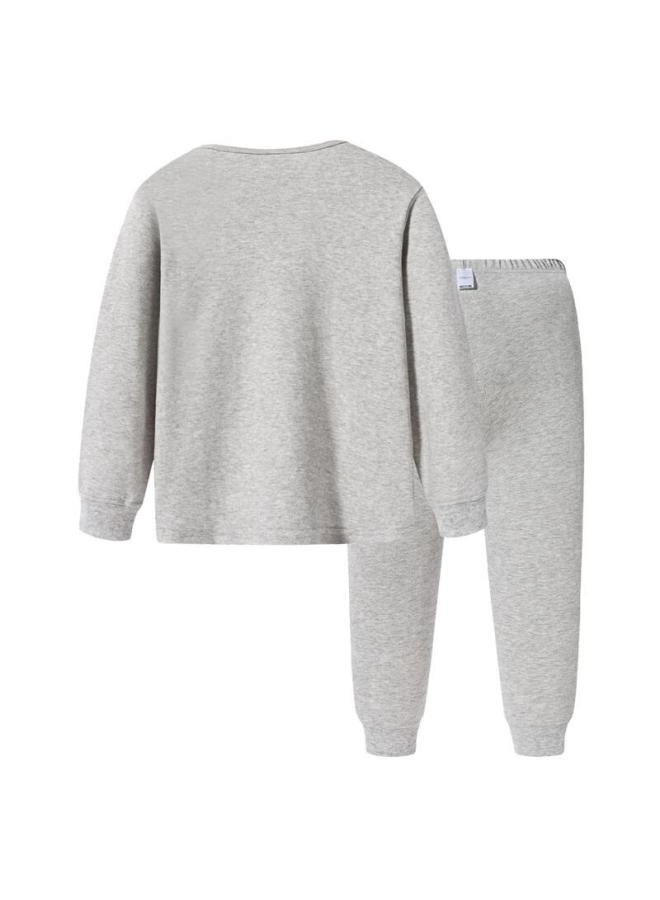 THREEGUN Sanqiang Sanqiang Children's Class A Comfortable Soft Cotton Boys' Round Neck Long-sleeve Pure Cotton Underwear Set 29487d0 Gray, 160 - Image 4