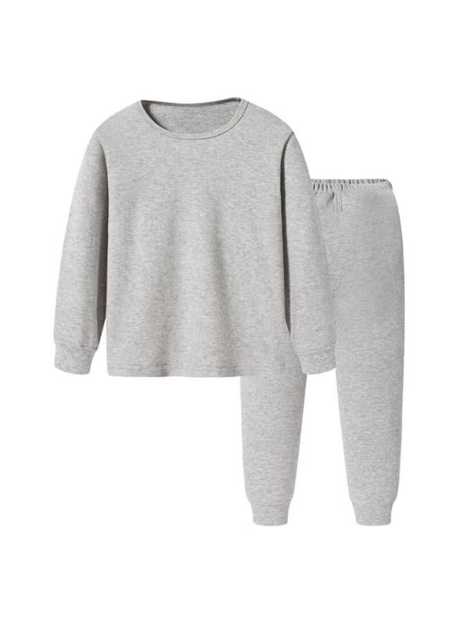 THREEGUN Sanqiang Sanqiang Children's Class A Comfortable Soft Cotton Boys' Round Neck Long-sleeve Pure Cotton Underwear Set 29487d0 Gray, 160 - Image 3