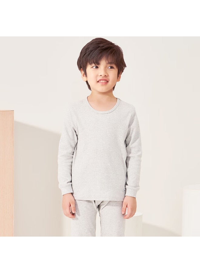 THREEGUN Sanqiang Sanqiang Children's Class A Comfortable Soft Cotton Boys' Round Neck Long-sleeve Pure Cotton Underwear Set 29487d0 Gray, 160 - Image 2