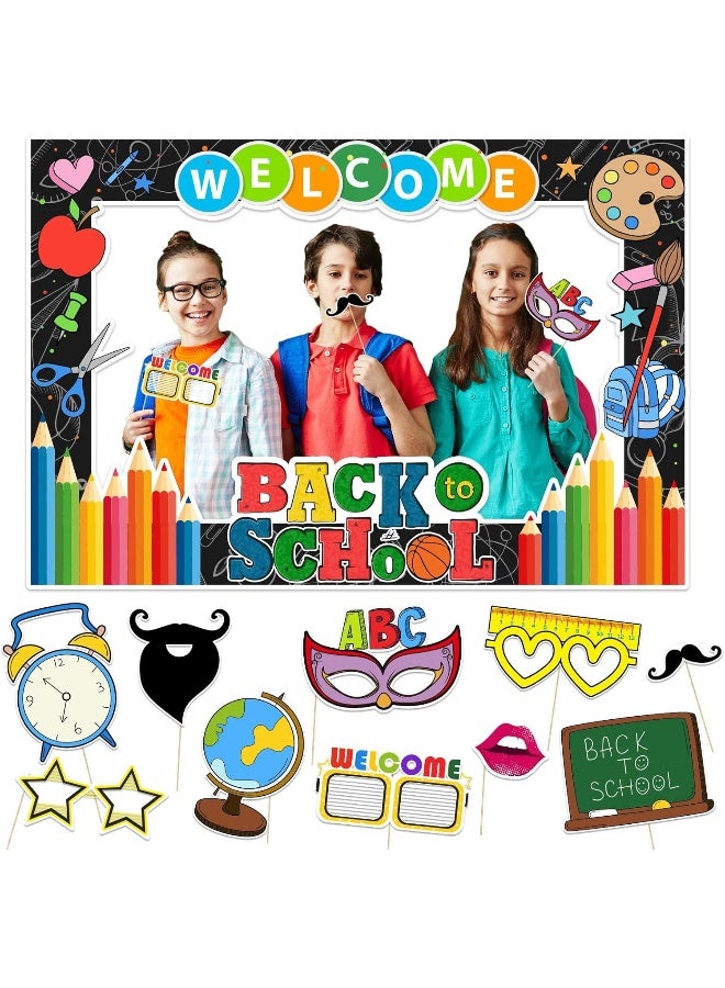 Haimimall Back to School Decorations Back to School Photo Props Welcome Back to School Photo Frame & Photo Props First Day of School Decorations for Back to School Party Supplies - Image 1