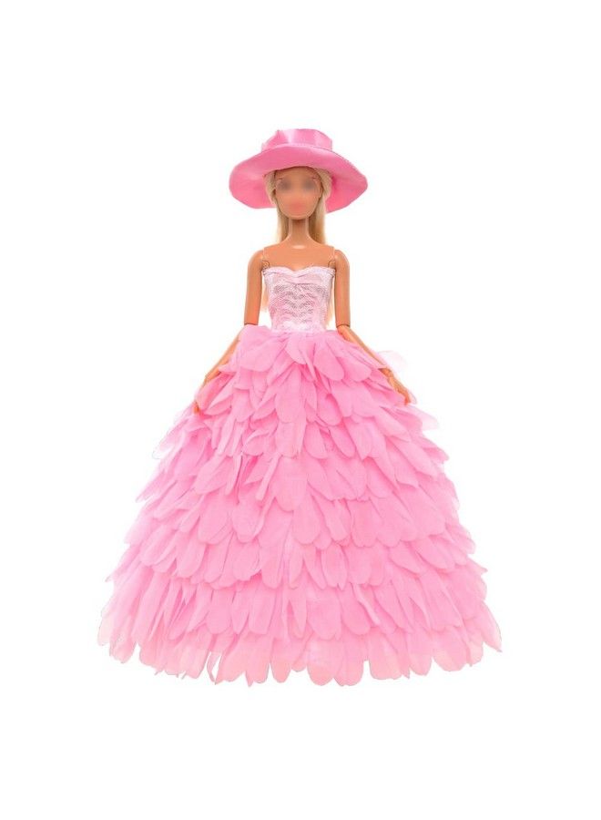 Barwa فستان زفاف أبيض مع طرحة وملابس حفلة مسائية للأميرة الوردية، فستان ملابس مع قبعة لدمية فتاة بطول 11.5 إنش - Image 5