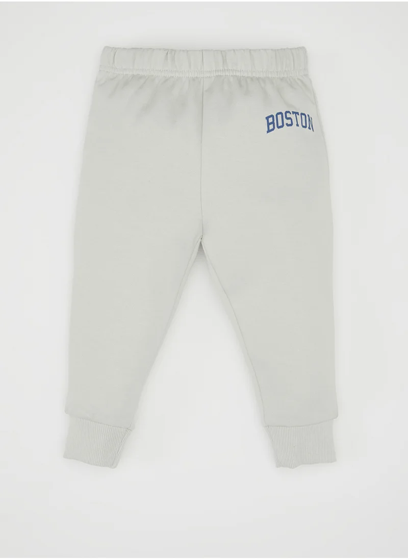 DeFacto Printed Crew Neck Sweatshirt Jogger Pants 2-Piece Set