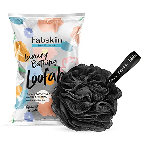 FABSKIN Loofah for Bathing | Bath Shower Sponge Scrubber Exfoliator for Women and Men | Body Wash Scrub | Bath Scrubber for Body (BLACK) - Image 1