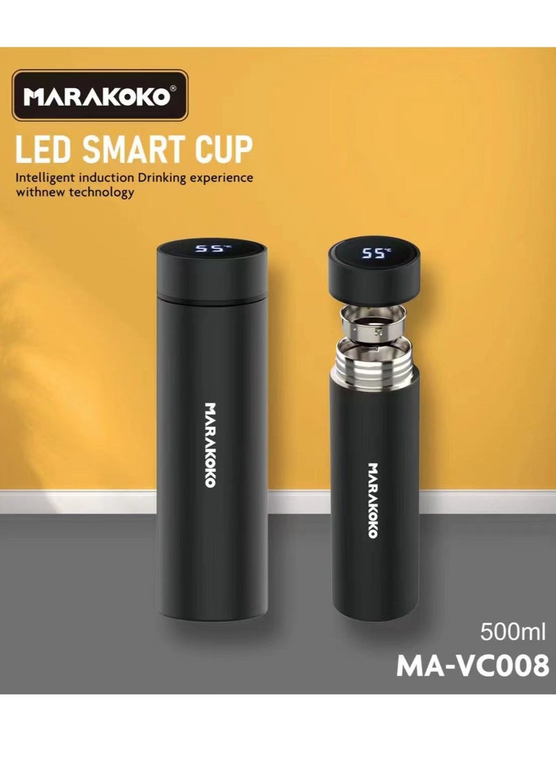 Marakoko - Water bottle with temperature display, 500ml mug Saves temperature  hot or cold , strong stainless steel bottle suitable for club or trips. - Image 1