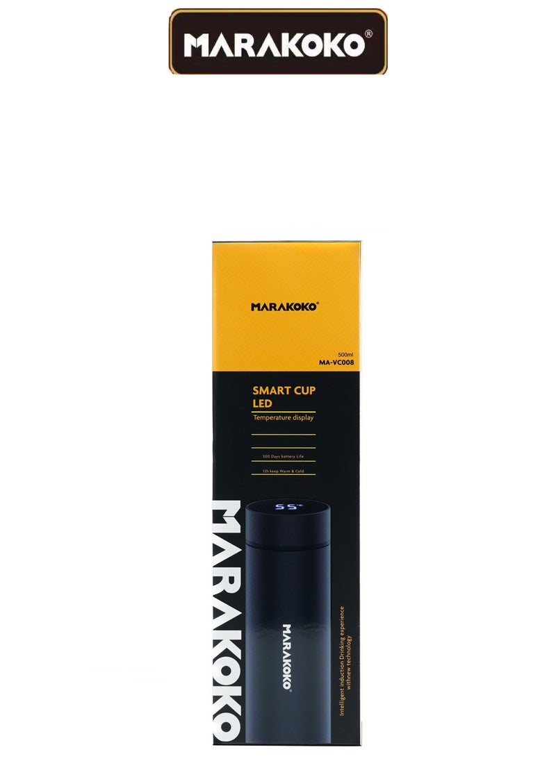 Marakoko - Water bottle with temperature display, 500ml mug Saves temperature  hot or cold , strong stainless steel bottle suitable for club or trips. - Image 1
