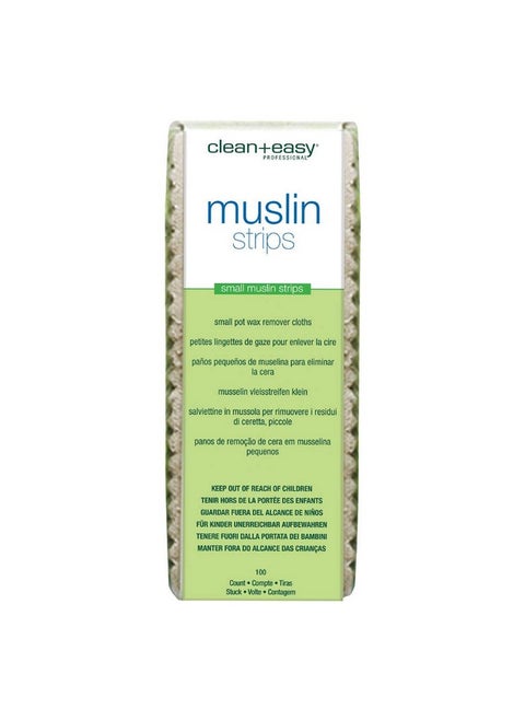 Lean + Easy Small Facial Muslin Wax Strips For Hair Removal Precut Durable Muslin Epilating Strips To Remove Unsightly Hairs From The Face 1 3/4" X 4 1/2" 100 Count