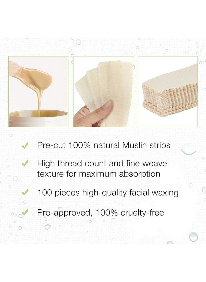 Clean + Easy - Lean + Easy Small Facial Muslin Wax Strips For Hair Removal Precut Durable Muslin Epilating Strips To Remove Unsightly Hairs From The Face 1 3/4" X 4 1/2" 100 Count - Image 1