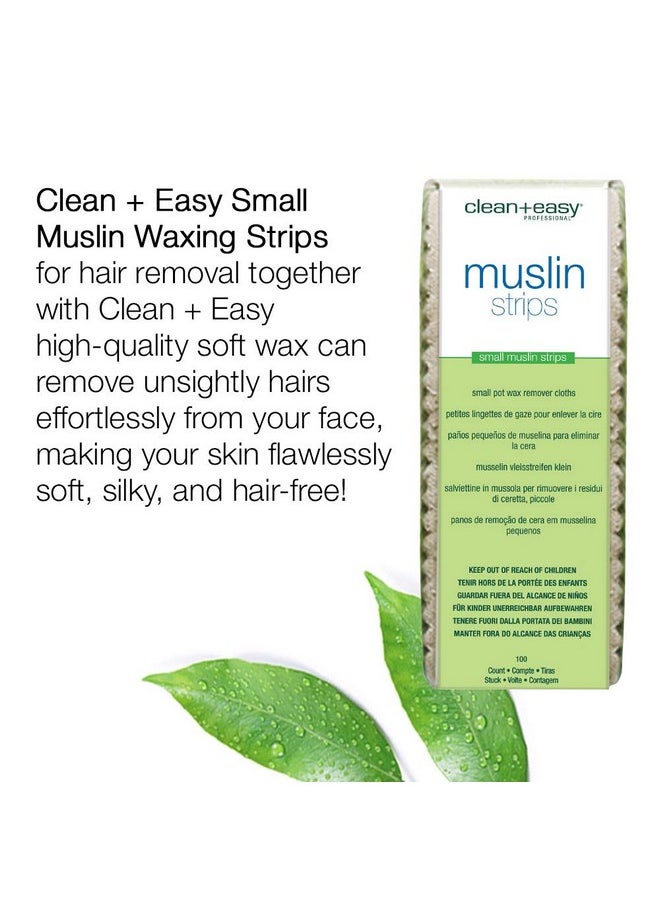 Clean + Easy - Lean + Easy Small Facial Muslin Wax Strips For Hair Removal Precut Durable Muslin Epilating Strips To Remove Unsightly Hairs From The Face 1 3/4" X 4 1/2" 100 Count - Image 1