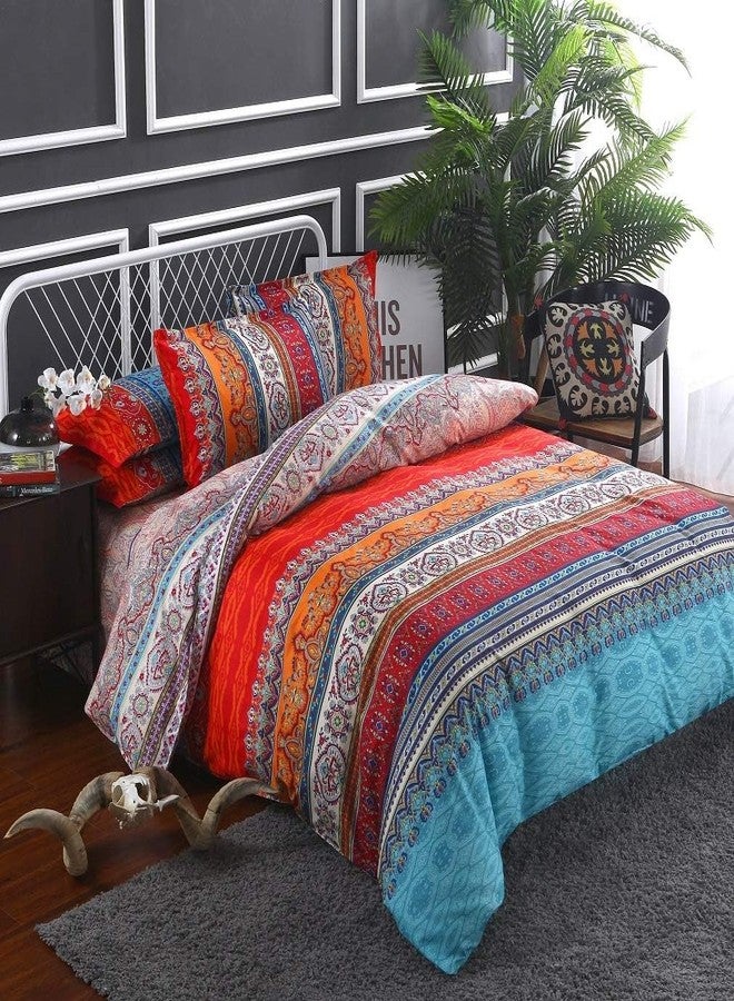 BUPIRD Boho Comforter Set King Soft Chic Boho Comforter Set 3 Pieces Lightweight Exotic Yellow Orange Bohemian Mandala Colorful Retro 1 Boho Comforter and 2 Pillowcases for All Seasons - Image 5