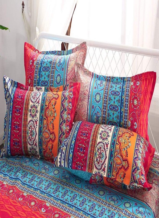 BUPIRD Boho Comforter Set King Soft Chic Boho Comforter Set 3 Pieces Lightweight Exotic Yellow Orange Bohemian Mandala Colorful Retro 1 Boho Comforter and 2 Pillowcases for All Seasons - Image 4