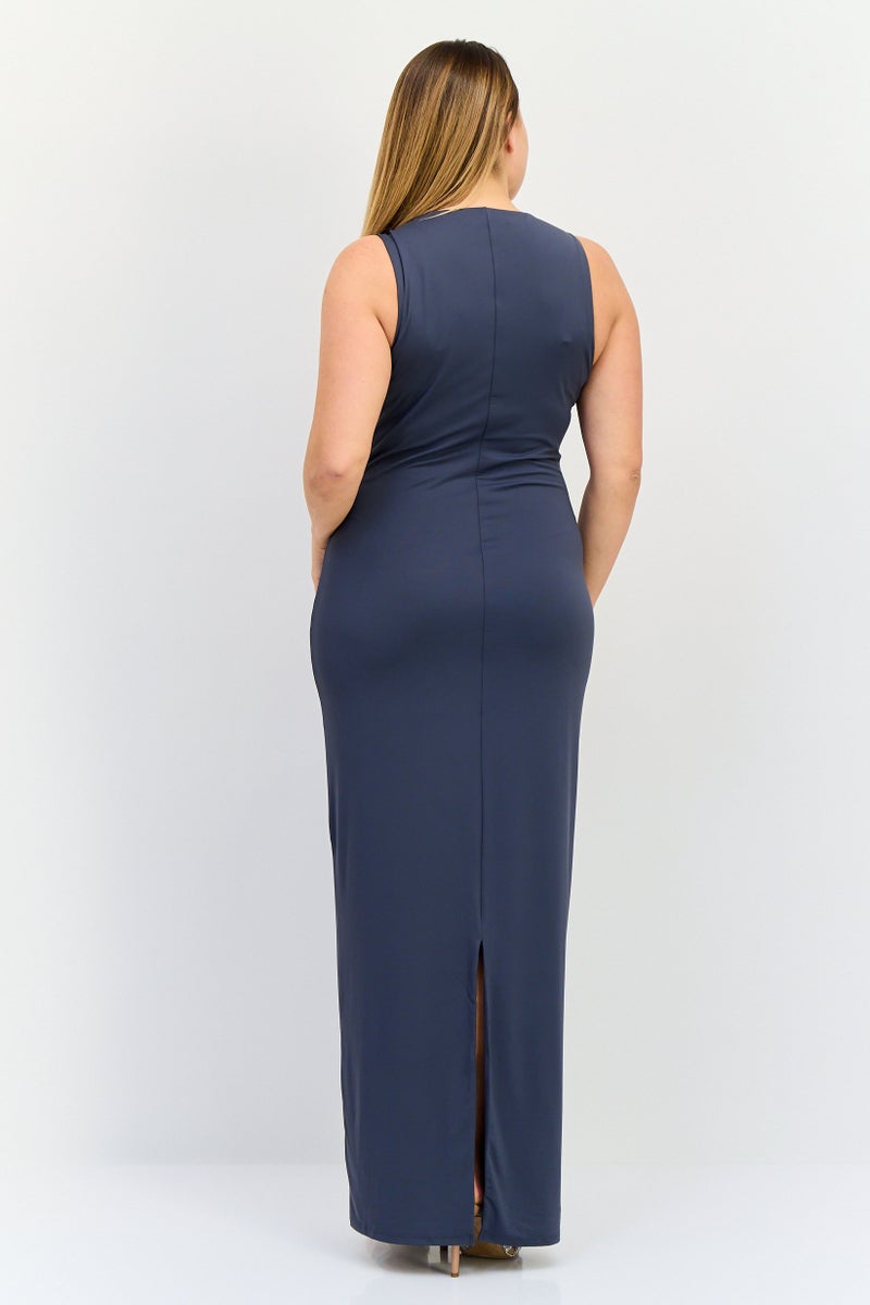 bebe Women Solid Maxi Dress, Smokey Grey  - Image 4