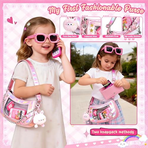 Toylink Toddler Purse for Little Girls Pretend Play Makeup Toy Set for Toddlers 35 with Plushie Phone Wallet My First Kids Purse Princess Birthday Gifts for 3 4 5 6 7 8 Year Old Baby Girls - Image 5