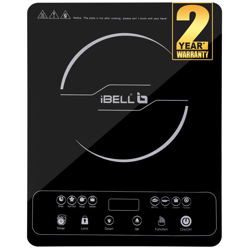 iBELL موقد كهربائي بالحث 20 سنة 2000 واط مع تحكم باللمس الكامل، إيقاف تلقائي وحماية من السخونة الزائدة باللون الأسود - Image 1