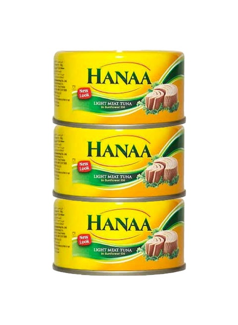 Hanaa Light Meat Tuna in Sunflower Oil, 185 g × 3