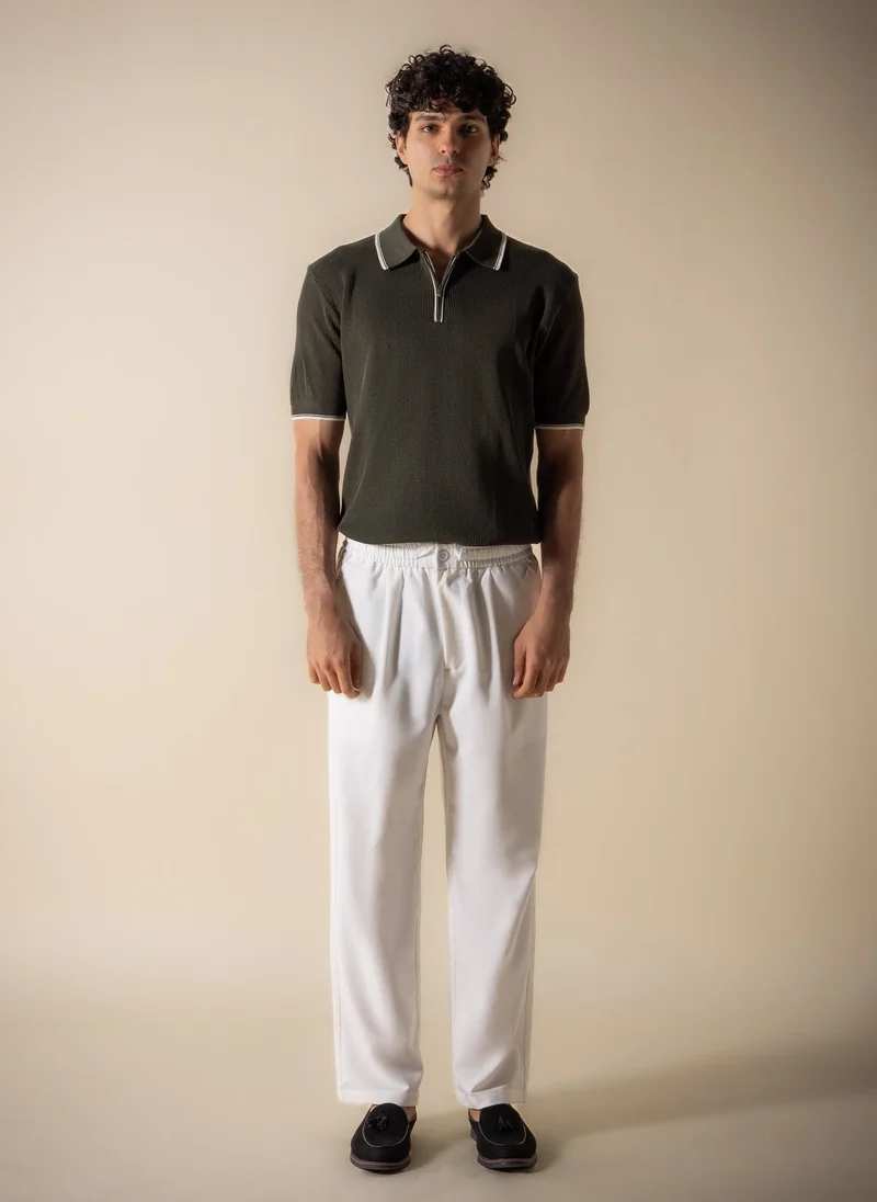 شايبس CONTRAST RIB POLO SHIRT WITH ZIP