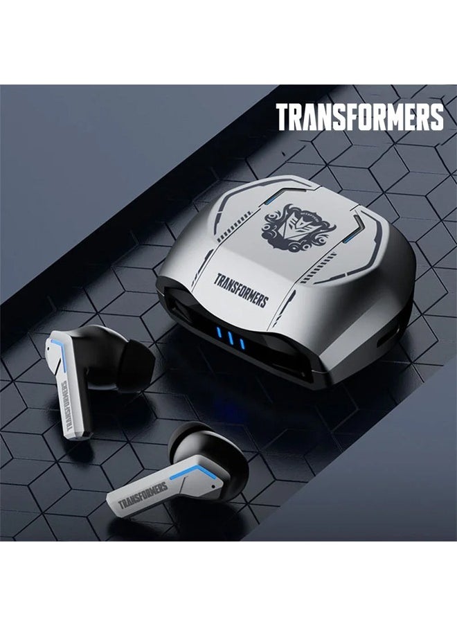 Transformers TF-T06 Wireless Bluetooth Earbuds Gaming Headphones Long Battery Life Headset Low Latency HIFI Stereo Sound with Music Noise Cancellation Calls silver